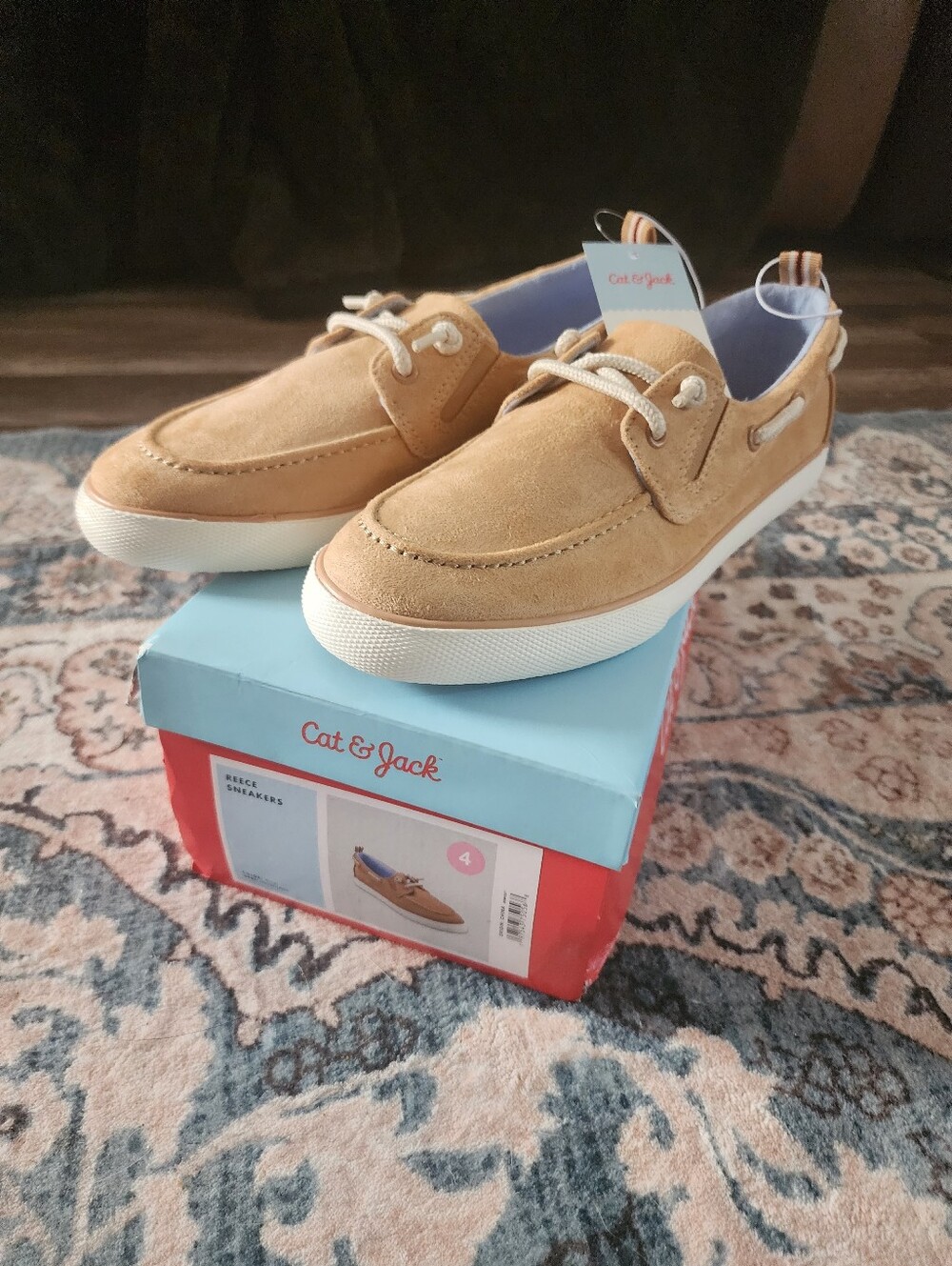 Cat & Jack Kids Tan Suede Deck Sneakers